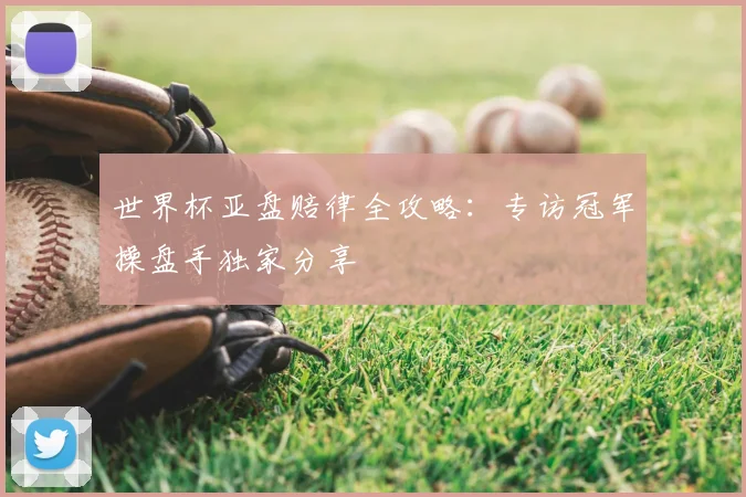 世界杯亚盘赔律全攻略:专访冠军操盘手独家分享